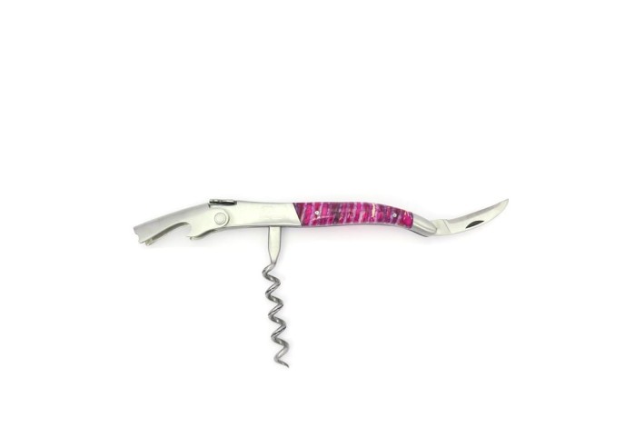 Sommelier manche galbé, manche molaire de mammouth fossile stabilisé, 2 mitres inox mat