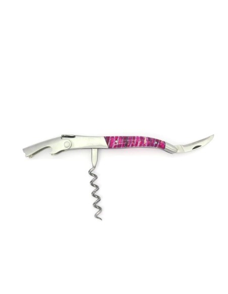 Sommelier manche galbé, manche molaire de mammouth fossile stabilisé, 2 mitres inox mat