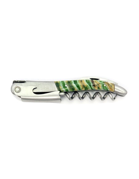 Sommelier manche galbé, manche molaire de mammouth fossile stabilisé, 2 mitres inox mat