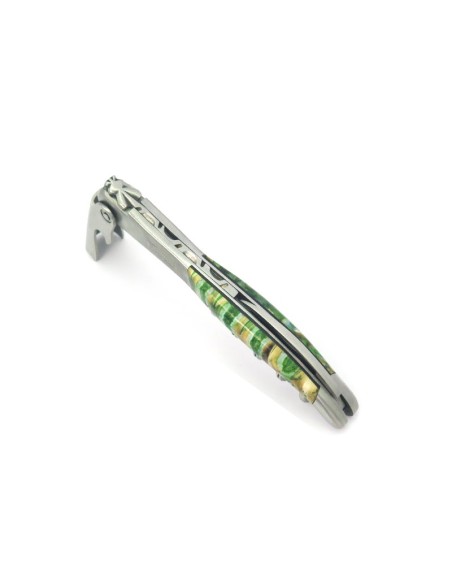 Sommelier manche galbé, manche molaire de mammouth fossile stabilisé, 2 mitres inox mat