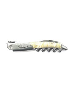 Sommelier manche galbé, manche molaire de mammouth fossile stabilisé, 2 mitres inox mat