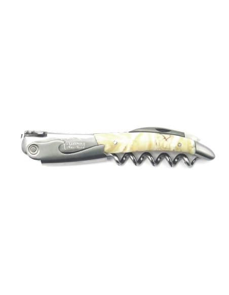 Sommelier manche galbé, manche molaire de mammouth fossile stabilisé, 2 mitres inox mat