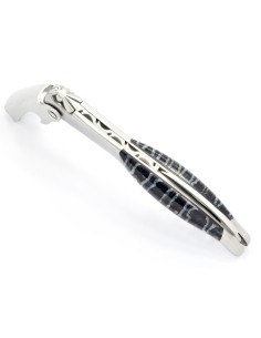 Sommelier manche galbé, manche molaire de mammouth fossile stabilisé, 2 mitres inox mat 2