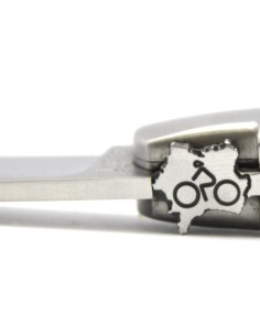 Laguiole Klappmesser, 12cm, Radfahren, Heftbacken aus mattem Edelstahl, Griff aus Wacholderholz 2