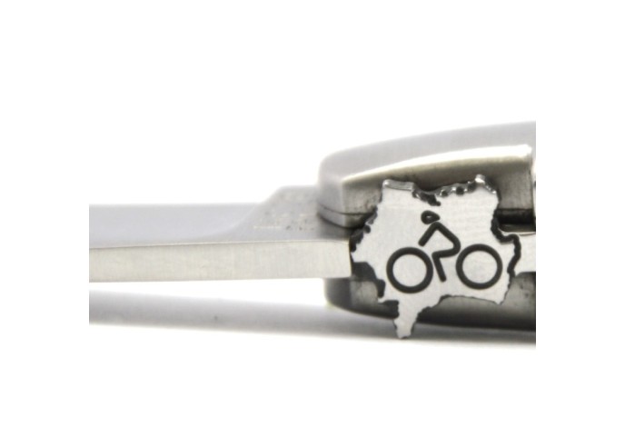 Laguiole Klappmesser, 12cm, Radfahren, Heftbacken aus mattem Edelstahl, Griff aus Wacholderholz