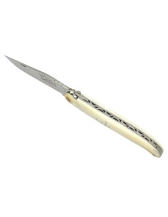 Laguiole pliant, 12 cm, abeille forgée, lame seule, plein manche, manche en dent de phacochere
