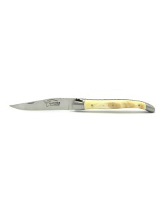 Laguiole pliant, 11 cm, abeille forgée, lame seule, mitres inox mat, manche en dent de phacochere 2