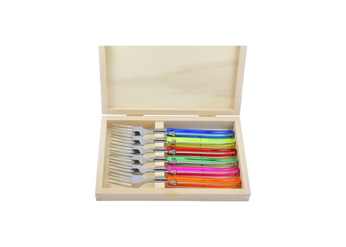 Coffret de fourchettes de table en acrylique fluo