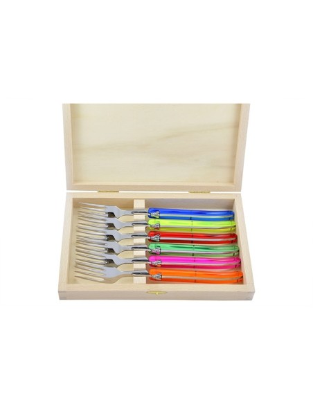 Coffret de fourchettes de table en acrylique fluo