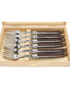 Fourchettes de table, mitres inox brillant, gamme courante, manche bois de violette