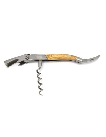 Sommelier Laguiole manche galbé, chene vert, 1 mitre inox mat