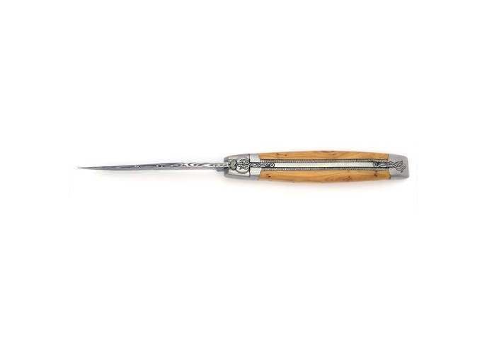 laguiole 12cm damast klinge biene und feder mit meissel handziseliert griff aus hornspitze