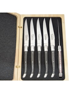 Laguiole Steakmesser, Heftbacken aus mattem Edelstahl, breiterer Griff aus Karbonfaser 2