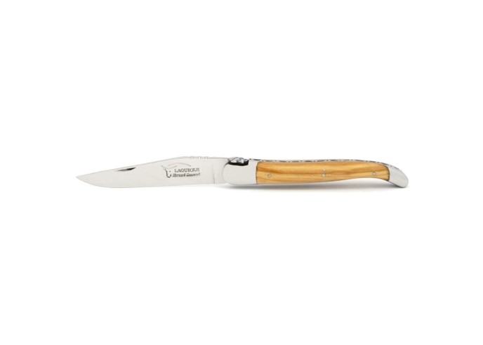 Laguiole knife, 12 cm, firefighter's helmet, olive wood handle