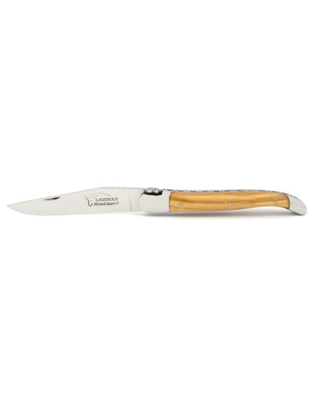 Laguiole knife, 12 cm, firefighter's helmet, olive wood handle