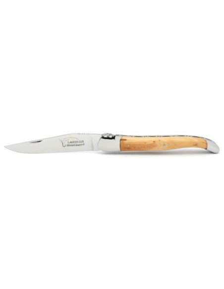 Laguiole pliant, 12 cm, abeille forgée casque de pompier, lame seule, manche genévrier