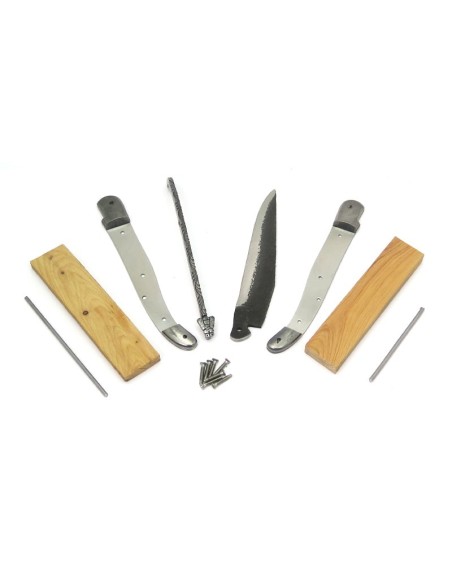 Laguiole self-assembly 12 cm, welded bee, blade as forged, juniper handle with shiny bolsters