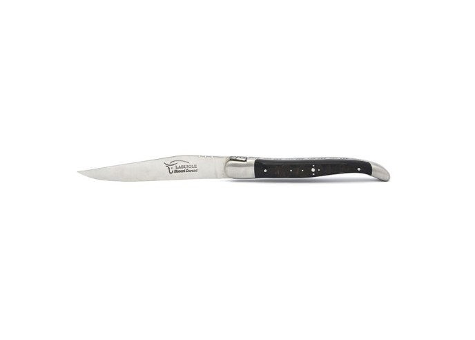 Coffret de couteaux de table Laguiole avec mitres inox mat, manche galbé en corne divers et os