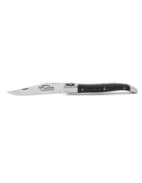Laguiole knife, 12 cm,fleur de Lis, ebony handle and red spacer