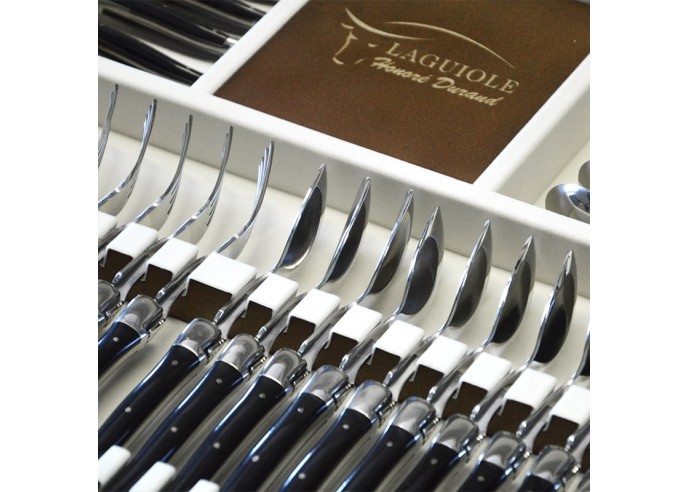 Ménagère Laguiole, 24 pièces manche corian, mitres inox brillant
