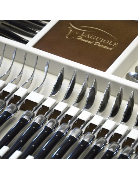 Ménagère Laguiole, 24 pièces manche corian, mitres inox brillant