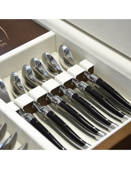 Ménagère Laguiole, 24 pièces manche corian, mitres inox brillant