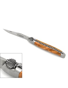 Laguiole 12 cm coquille Saint-Jacques,  manche en olivier