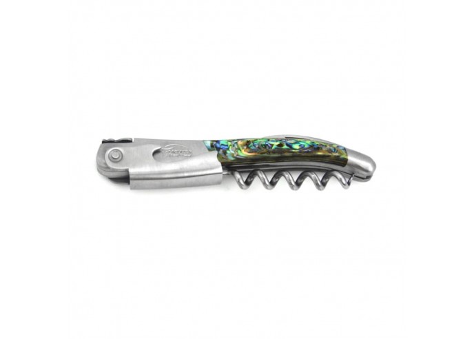 Laguiole wine opener, abalone wide handle with matt bolsters