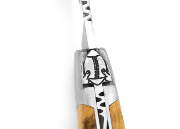 Laguiole pocket knife, 12 cm, rugby ball, olive wood handle