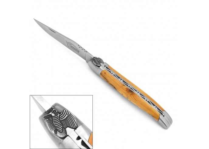 Laguiole pocket knife, 12 cm, woodcock, juniper handle with matt bolsters