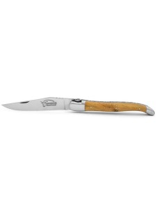 Laguiole 12cm, Anker, Heftbacken aus mattem Edelstahl, Olivenholz 2