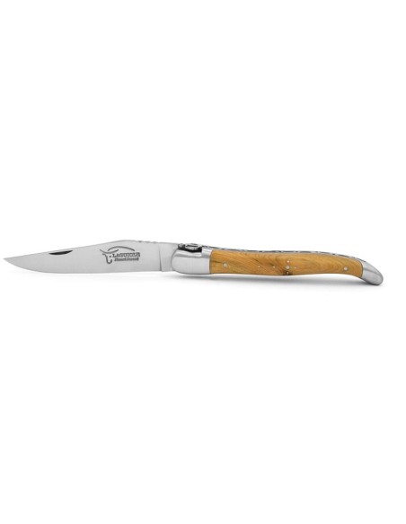 Laguiole 12cm, Anker, Heftbacken aus mattem Edelstahl, Olivenholz