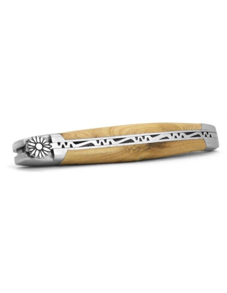 Laguiole 12cm, Blume, Griff aus Olivenholz