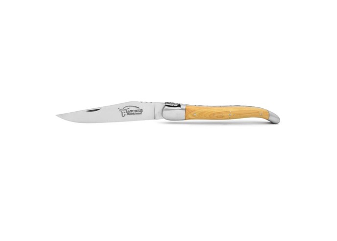 Laguiole knife, 12 cm, wolf, olive wood handle with matt bolsters