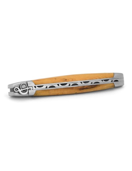 Laguiole 12 cm, clef de sol, lame seule, manche en olivier