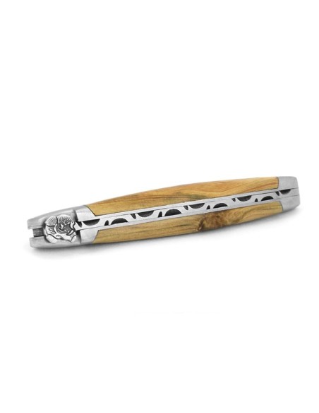 Laguiole 12 cm, tête de sanglier, manche en olivier