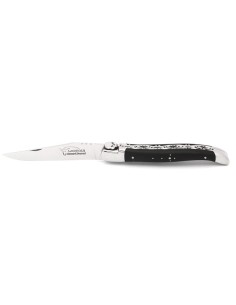 Laguiole 12cm, Schädelkopf, Doppelplatinen, Griff aus Ebenholz 2