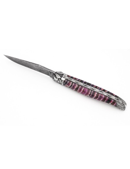 Mammoth molar with Damascus steel bolsters