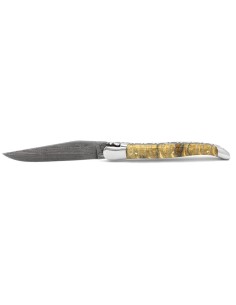 Laguiole Klappmesser 12cm, Damastklinge, Natur Griff aus Mammutmolar 2