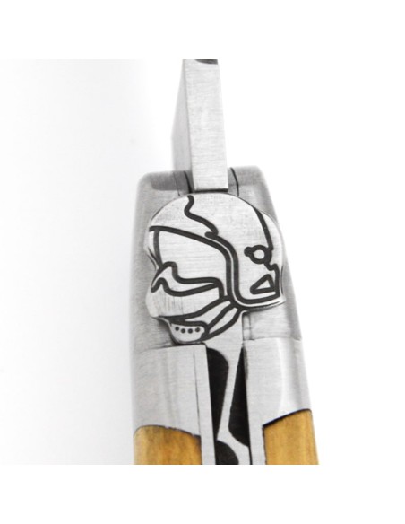 Laguiole pocket knife, 12 cm, firefighter's helmet, olive wood handle