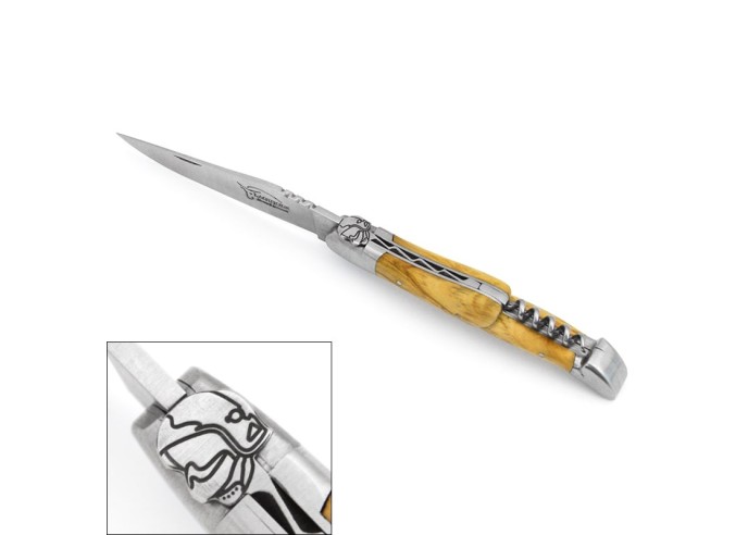 Laguiole, 12cm, Feuerwehrhelm, Griff aus Olivenholz