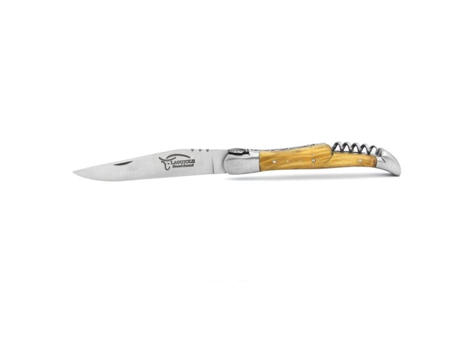 Laguiole, 12cm, Saint Jacques Muschel, Korkenzieher, Olivenholz