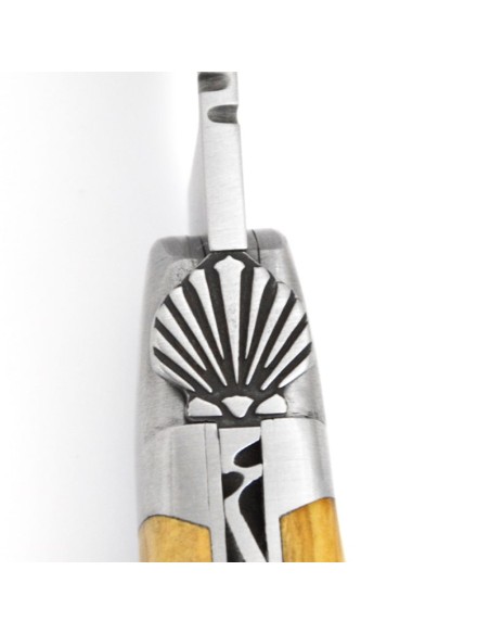 Laguiole, 12cm, Saint Jacques Muschel, Korkenzieher, Olivenholz