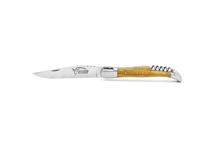 Laguiole messer 12cm, Traubenstraubenmuster, Griff aus Olivenholz