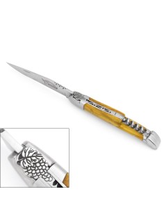 Laguiole 12 cm, grappe de raisin, manche en olivier