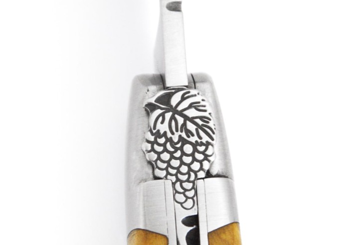 Laguiole knife, 12 cm, bunch of grapes, olive wood handle