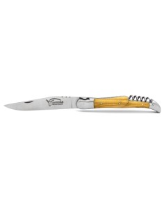 Laguiole 12 cm as de pique, lame et tire-bouchon, manche en olivier 2