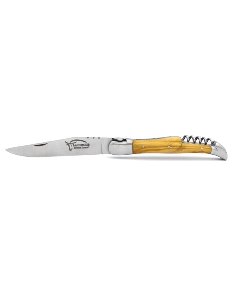 Laguiole 12cm, Pik-Ass, Klinge und Korkenzieher, Griff aus Olivenholz