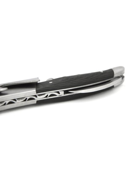 Sommelier Laguiole manche galbé en fibre de carbone, 2 mitres inox mat