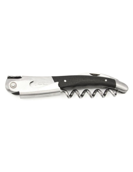 Laguiole wine opener, carbon fiber wide handle with matt bolsters